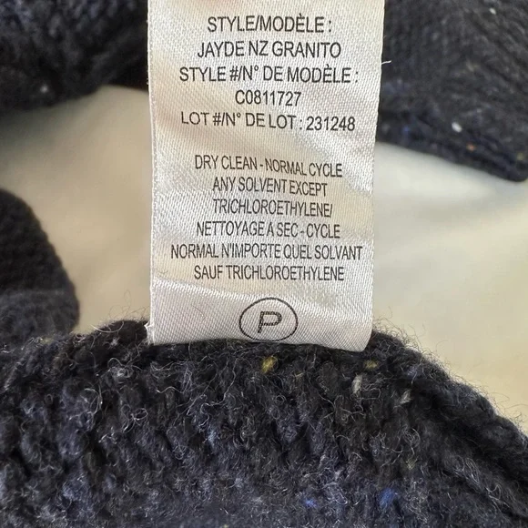 Theory Short Sleeve Speckled Wool Sweater Navy Blue Size Large - Picture 7 of 10